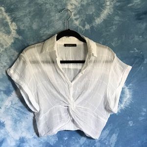 White Button-up Crop Top